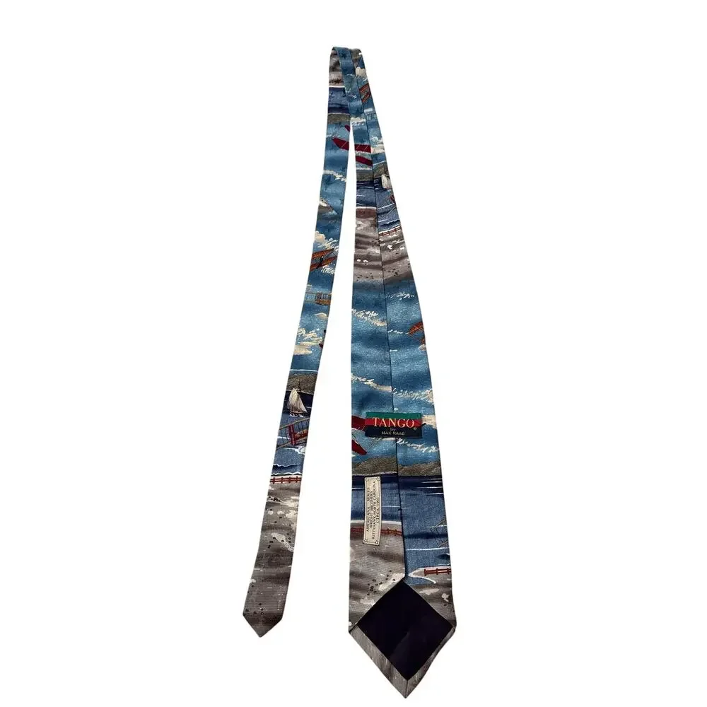 Vintage Tango Max Raab Silk Tie High Flyer Wright Brothers Kitty Hawk Americana